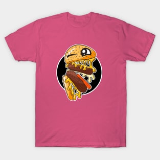 Cheesy Burger Cartoon Barry Double T-Shirt